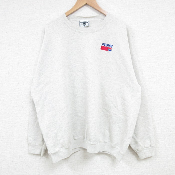 XL★古着 リー Lee 長袖 スウェット メンズ 90年代 90s ペプシコーラ 大きいサイズ クルーネック USA製 薄グレー 霜降り 25mar24 中古 スエット トレーナー トップス