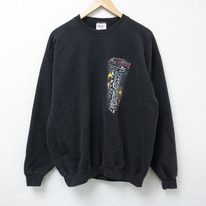 XL★古着 ジャージーズ 長袖 スウェット メンズ WIDE OPEN クルーネック 黒 ブラック 25mar29 中古 スエット トレーナー トップス
