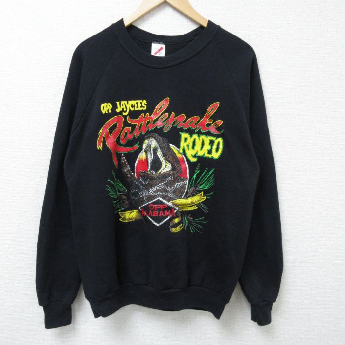 L★古着 ジャージーズ 長袖 スウェット メンズ 80年代 80s ヘビー クルーネック USA製 黒 ブラック 25mar29 中古 スエット トレーナー トップス