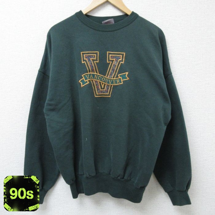 90s 長袖スウェット バンクーバー グリーン XL | 古着