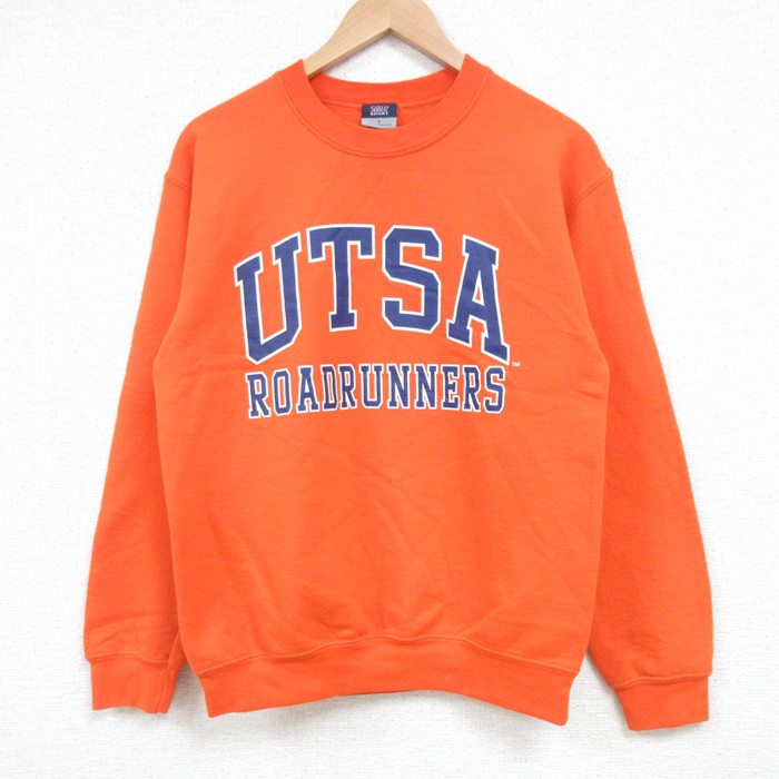 S★古着 MVスポーツ 長袖 スウェット メンズ UTSA クルーネック オレンジ 25mar25 中古 スエット トレーナー トップス