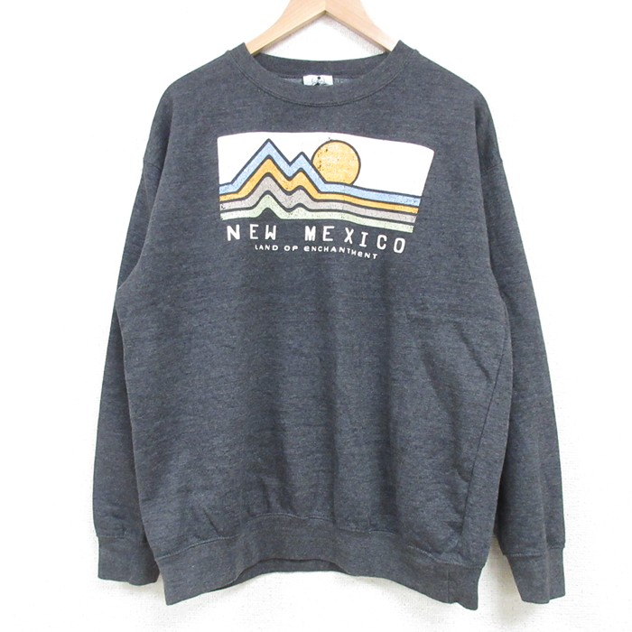 【50%OFF】L★古着 長袖 スウェット メンズ メキシコ クルーネック 濃グレー 霜降り 25mar25 中古 スエット トレーナー トップス