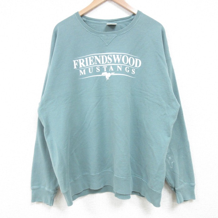 【50%OFF】XL★古着 長袖 スウェット メンズ FRIENDSWOOD クルーネック 薄緑 グリーン 25mar25 中古 スエット トレーナー トップス