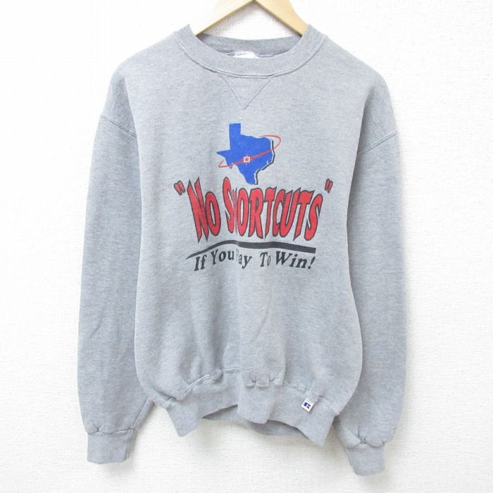 【50%OFF】M★古着 ラッセル 長袖 スウェット メンズ 00年代 00s SHORTCUTS クルーネック グレー 霜降り 25mar26 中古 スエット トレーナー トップス