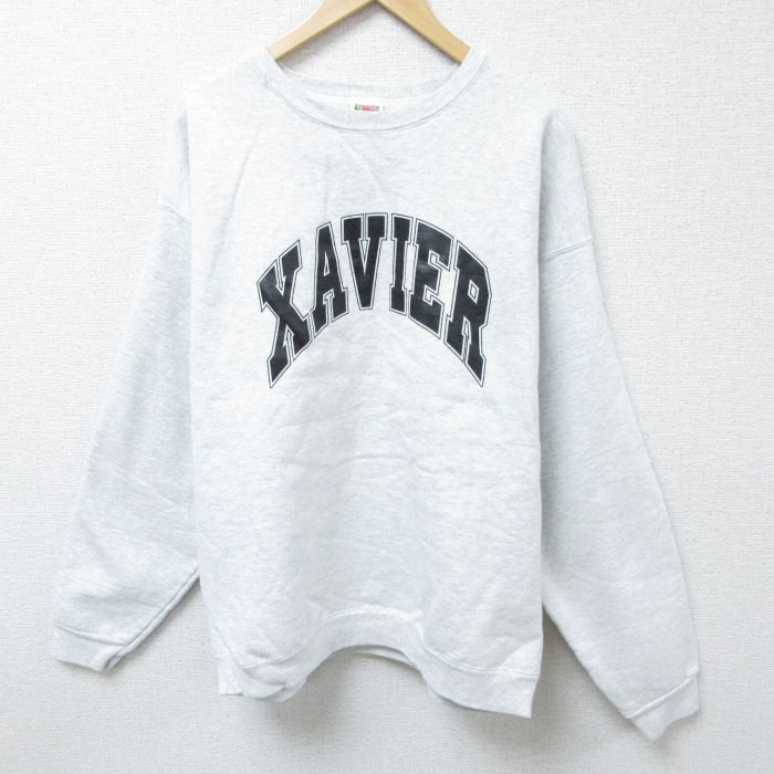 【50%OFF】XL★古着 フルーツオブザルーム 長袖 スウェット メンズ 00年代 00s XAVIER クルーネック 薄グレー 霜降り 25mar26 中古 スエット トレーナー トップス