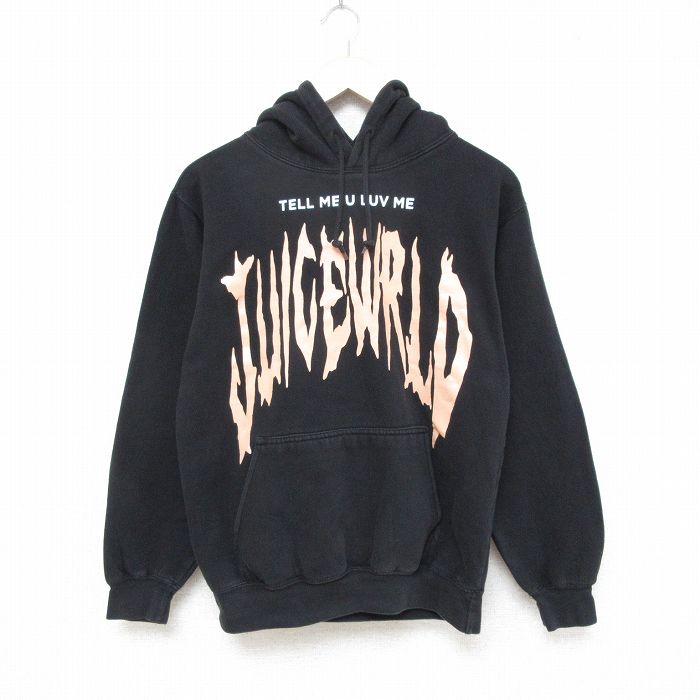 M★古着 長袖 ヒップホップ ラップ スウェット パーカー メンズ 00年代 00s ジュースワールド 黒 ブラック 25mar26 中古 スエット トレーナー トップス