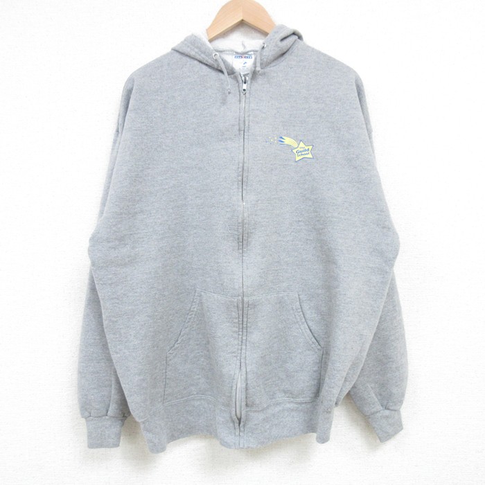 XL★古着 ジャージーズ 長袖 フルジップ スウェット パーカー メンズ 00年代 00s 星 グレー 霜降り 25mar27 中古 スエット トレーナー トップス