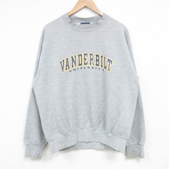 L★古着 ジャンスポーツ 長袖 スウェット メンズ 00年代 00s VANDERBILT 大学 クルーネック グレー 霜降り 25mar27 中古 スエット トレーナー トップス