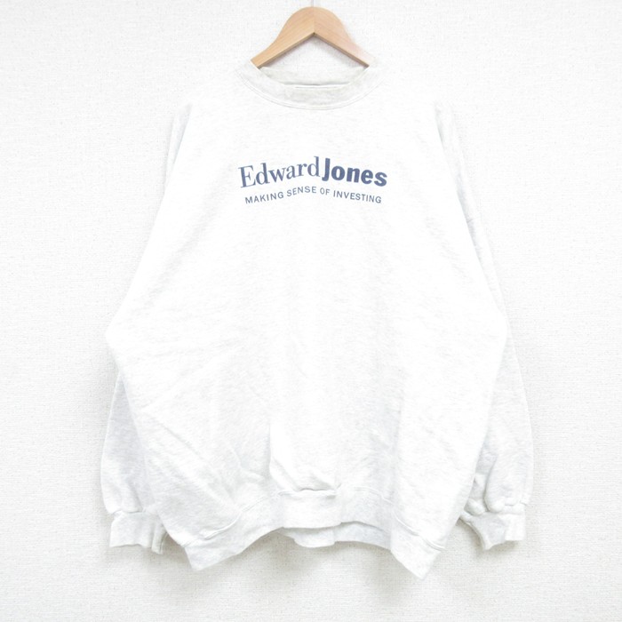 【50%OFF】XL★古着 ヘインズ Hanes 長袖 スウェット メンズ 00年代 00s Edward Jones 大きいサイズ クルーネック 薄グレー 霜降り 25mar27 中古 スエット トレーナー トップス