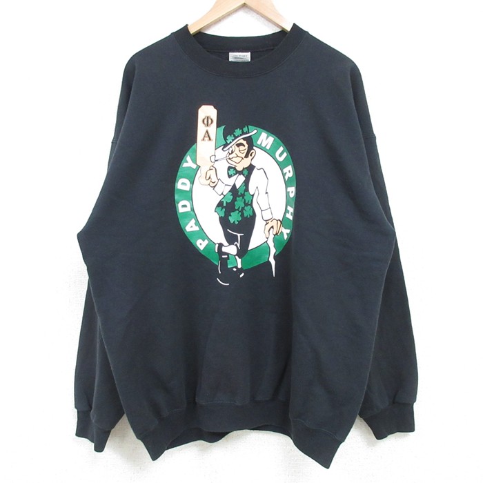 XL★古着 長袖 スウェット メンズ 00年代 00s PADDY MURPHY クルーネック 黒 ブラック 25mar27 中古 スエット トレーナー トップス