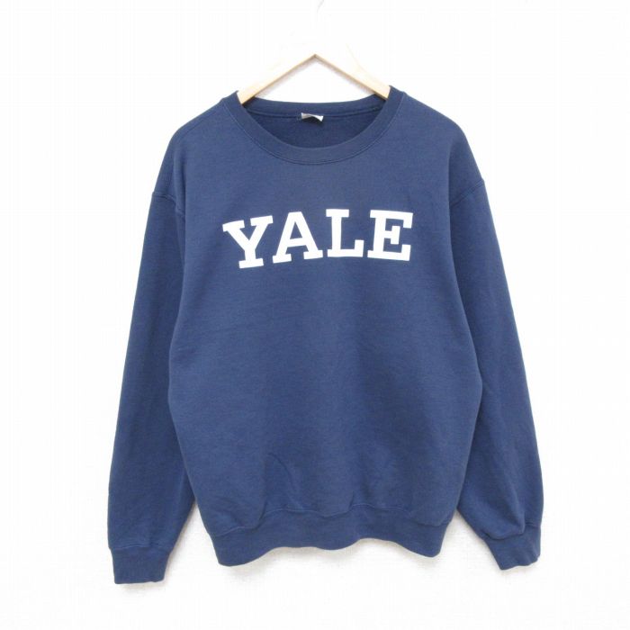 L★古着 長袖 スウェット メンズ イェール YALE クルーネック 紺 ネイビー 25mar28 中古 スエット トレーナー トップス