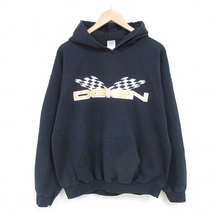 L★古着 長袖 スウェット パーカー メンズ 00年代 00s DGIEN 黒 ブラック 25mar28 中古 スエット トレーナー トップス