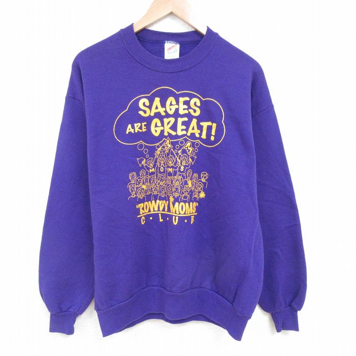L★古着 ジャージーズ 長袖 スウェット メンズ 90年代 90s MOMS クルーネック USA製 紫 パープル 25mar29 中古 スエット トレーナー トップス