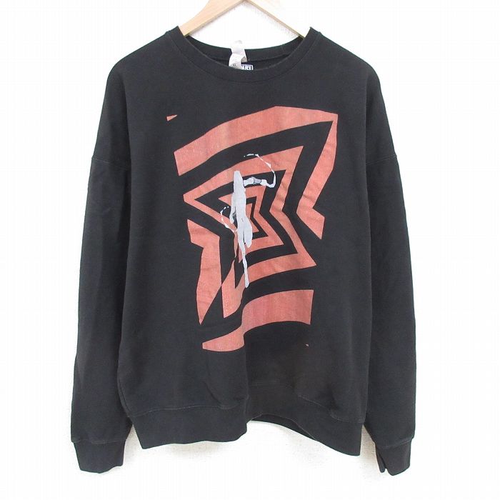 XL★古着 TULTEX 長袖 スウェット メンズ マーベル ブラックウィドウ 大きいサイズ クルーネック 黒 ブラック 25mar29 中古 スエット トレーナー トップス