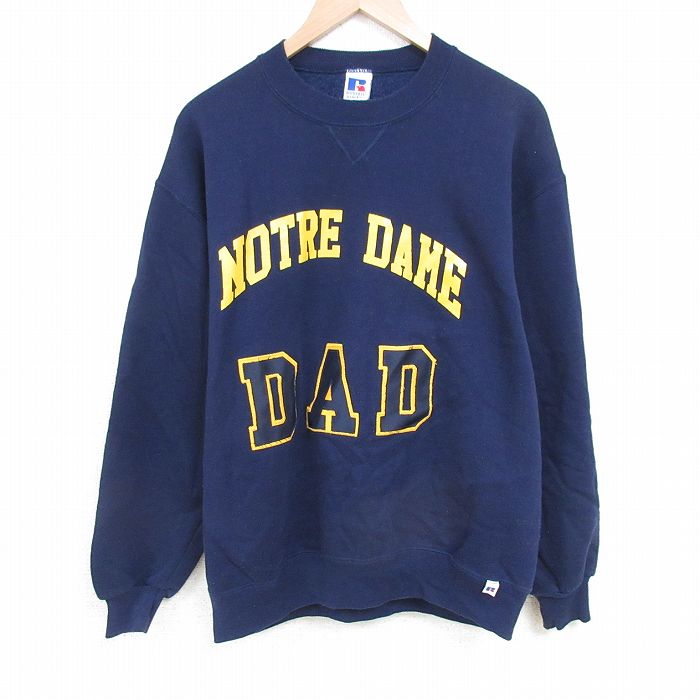 XL★古着 ラッセル 長袖 スウェット メンズ 90年代 90s DAD クルーネック USA製 紺 ネイビー 【spe】 25mar29 中古 スエット トレーナー トップス