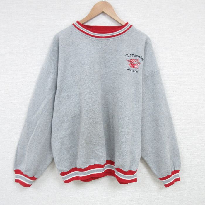 【50%OFF】XL★古着 長袖 スウェット メンズ 90年代 90s kittanning 鹿の子 大きいサイズ クルーネック グレー 霜降り 25mar31 中古 スエット トレーナー トップス