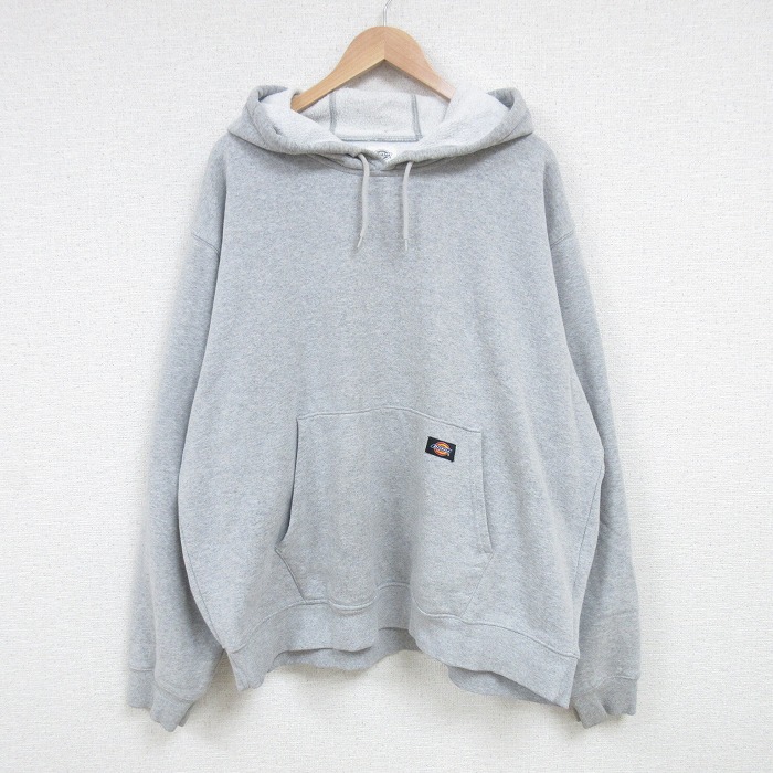 XL★古着 ディッキーズ Dickies 長袖 スウェット パーカー メンズ 無地 大きいサイズ グレー 霜降り 25mar31 中古 スエット トレーナー トップス