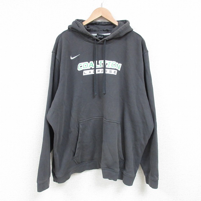 【50%OFF】XL★古着 ナイキ NIKE 長袖 スウェット パーカー メンズ ラクロス連合 大きいサイズ 濃グレー 25mar31 中古 スエット トレーナー トップス