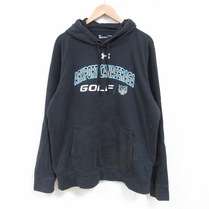 【50%OFF】XL★古着 アンダーアーマー UNDER ARMOUR 長袖 スウェット パーカー メンズ アークポート ゴルフ 黒 ブラック 25mar31 中古 スエット トレーナー トップス