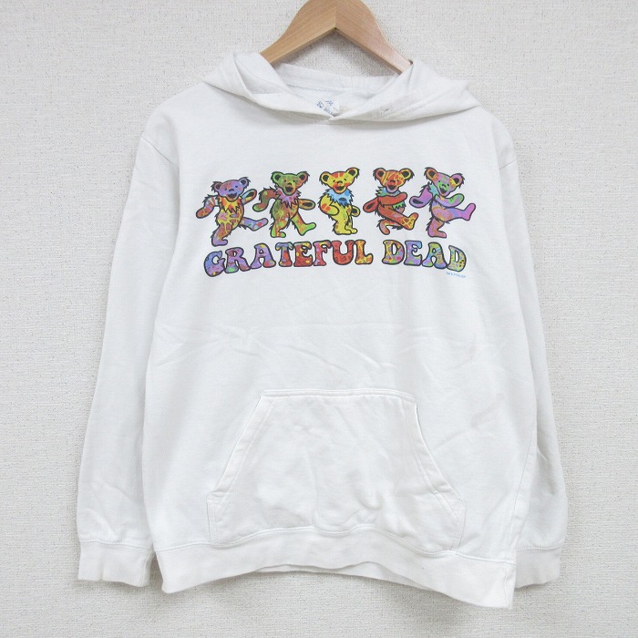 M★古着 長袖 ロック バンド スウェット パーカー メンズ グレイトフルデッド 白 ホワイト 25mar31 中古 スエット トレーナー トップス