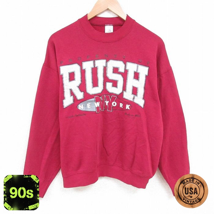 【50%OFF】フルーツオブザルーム 90s 長袖スウェット ニューヨーク バーガンディ XL | 古着