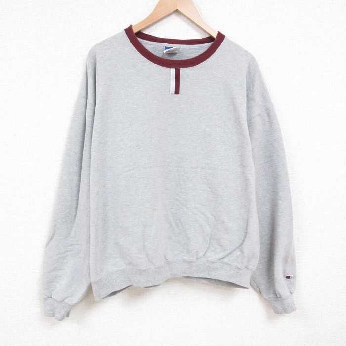 XL★古着 チャンピオン Champion 長袖 スウェット メンズ 00年代 00s 無地 大きいサイズ クルーネック グレー 霜降り 【spe】 25apr01 中古 スエット トレーナー トップス