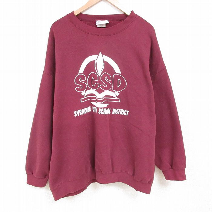 【20%OFF】XL★古着 リー Lee 長袖 スウェット メンズ 00年代 00s シラキュース 大きいサイズ クルーネック エンジ 25apr01 中古 スエット トレーナー トップス