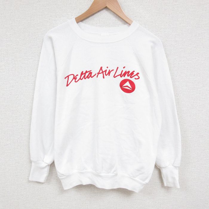 【50%OFF】デルタ航空 90s ラグランスウェット ホワイト XL | 古着