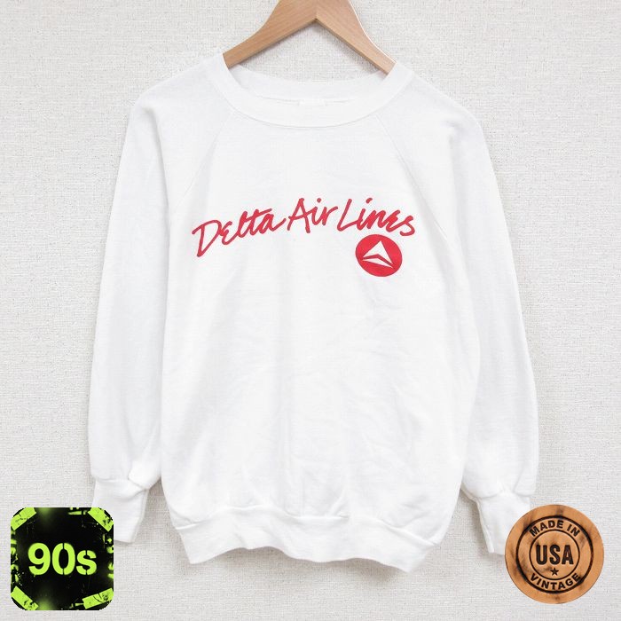 デルタ航空 90s ラグランスウェット ホワイト XL | 古着