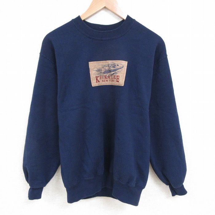 ジャージーズ 90s 長袖スウェット ケウカ湖刺繍 ネイビー L | 古着