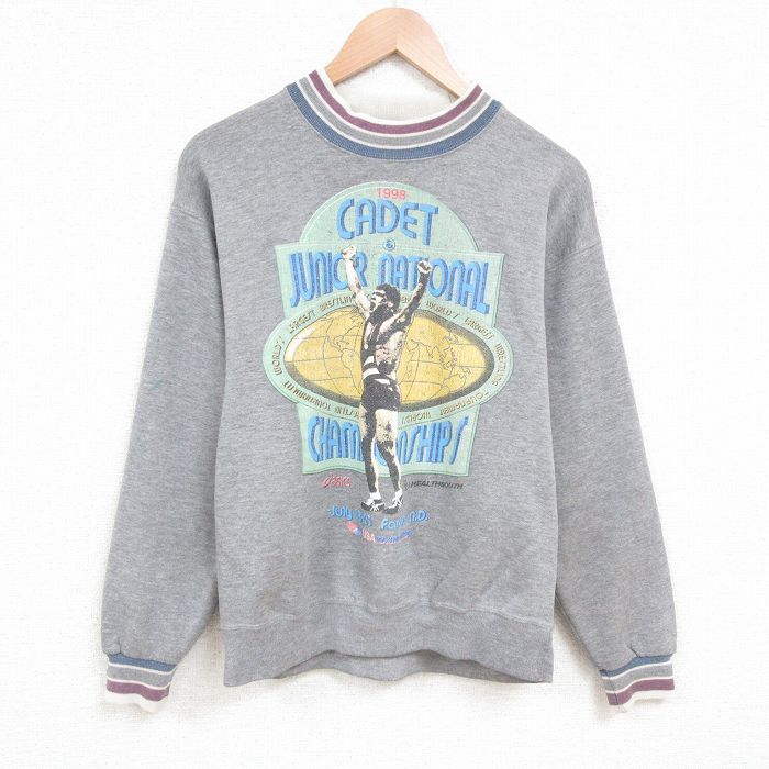 L★古着 ジャージーズ 長袖 スウェット メンズ 90年代 90s レスリング クルーネック グレー 霜降り 25apr02 中古 スエット トレーナー トップス