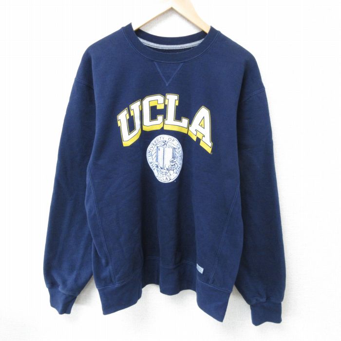 L★古着 ラッセル 長袖 スウェット メンズ カリフォルニア 大学 クルーネック 紺 ネイビー 25apr03 中古 スエット トレーナー トップス