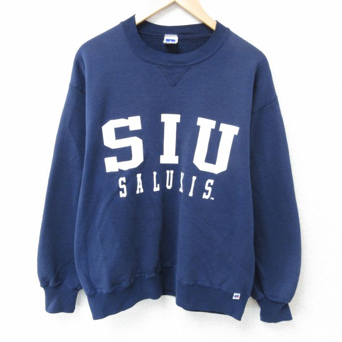 L★古着 ラッセル 長袖 スウェット メンズ 90年代 90s SIU クルーネック USA製 紺 ネイビー 【spe】 25apr03 中古 スエット トレーナー トップス
