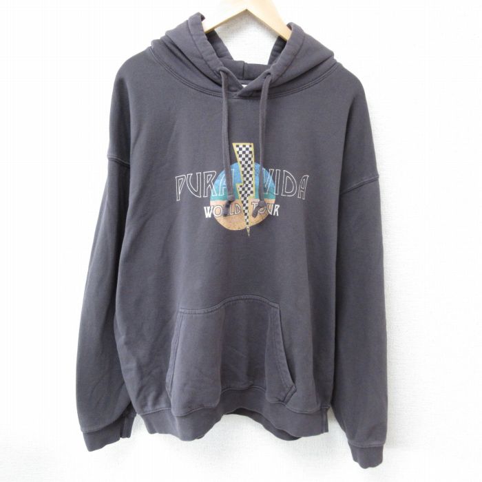 【50%OFF】XL★古着 長袖 ロック バンド スウェット パーカー メンズ PURA VIDA 大きいサイズ 濃グレー 25apr03 中古 スエット トレーナー トップス