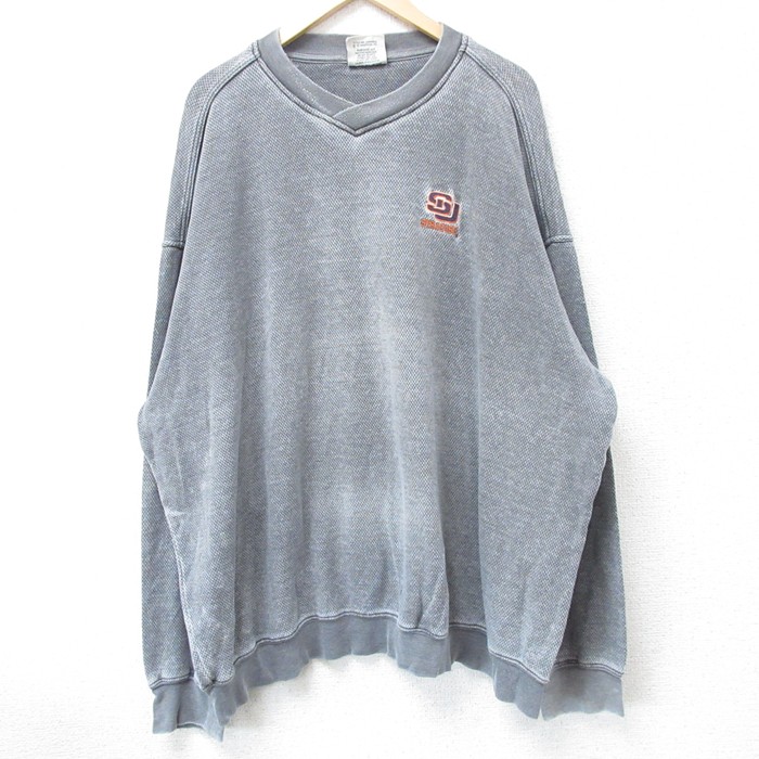 XL★古着 リー Lee 長袖 スウェット メンズ 00年代 00s シラキュース 大きいサイズ Vネック グレー 霜降り 25apr04 中古 スエット トレーナー トップス