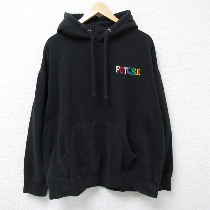 XL★古着 長袖 スウェット パーカー メンズ FUTORE 大きいサイズ 黒 ブラック 25apr05 中古 スエット トレーナー トップス