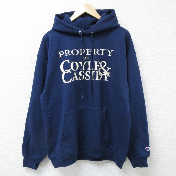 L★古着 チャンピオン Champion 長袖 スウェット パーカー メンズ CASSIDY 紺 ネイビー 25apr05 中古 スエット トレーナー トップス