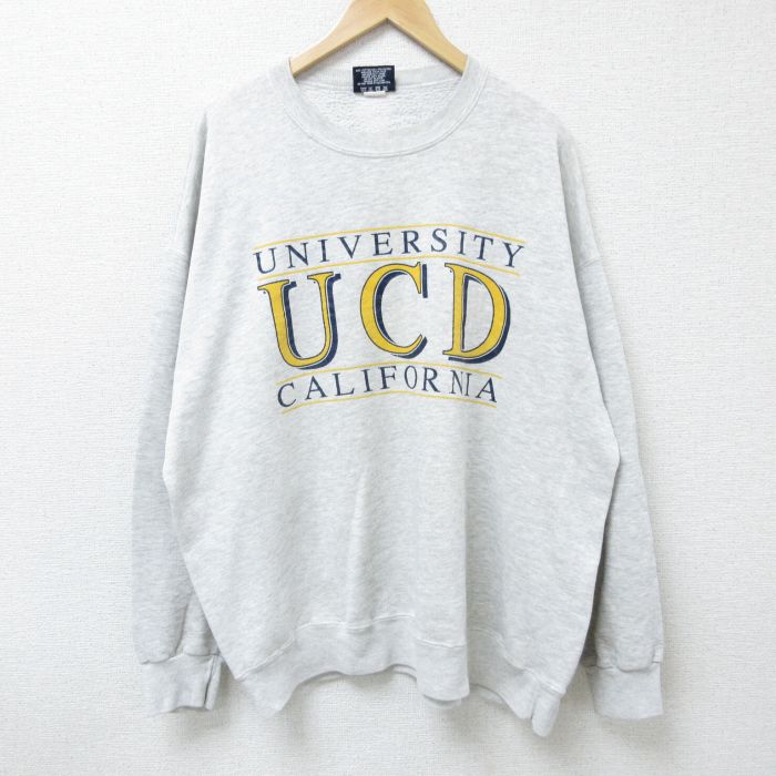 【50%OFF】XL★古着 ジャンスポーツ 長袖 スウェット メンズ 00年代 00s カリフォルニア 大学 大きいサイズ クルーネック USA製 薄グレー 霜降り 25apr05 中古 スエット トレーナー トップス