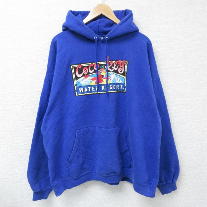 XL★古着 ヘインズ Hanes 長袖 スウェット パーカー メンズ 00年代 00s 鳥 大きいサイズ 青 ブルー 25apr05 中古 スエット トレーナー トップス