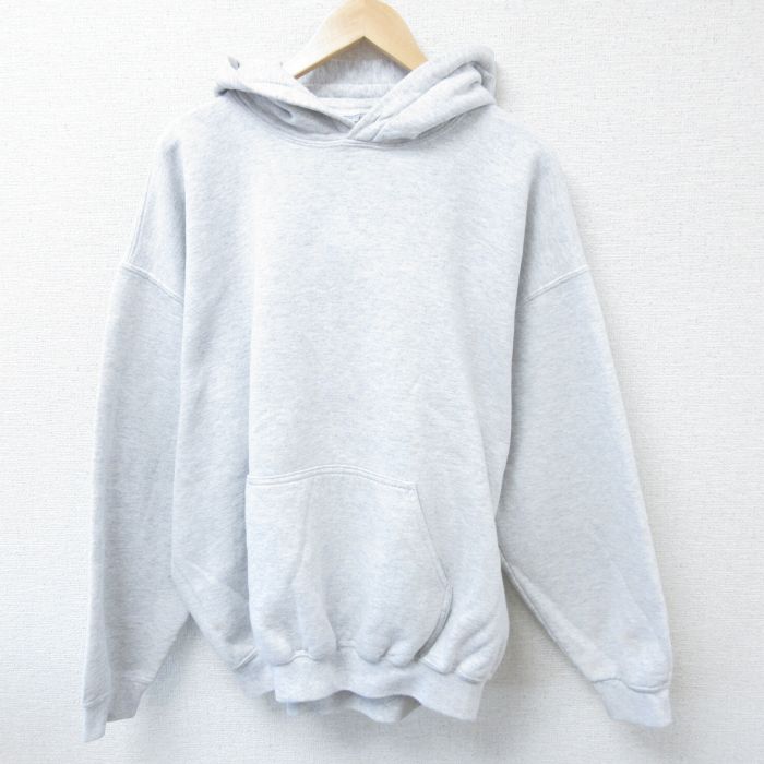 【50%OFF】XL★古着 長袖 スウェット パーカー メンズ 00年代 00s 無地 大きいサイズ 薄グレー 霜降り 25apr07 中古 スエット トレーナー トップス