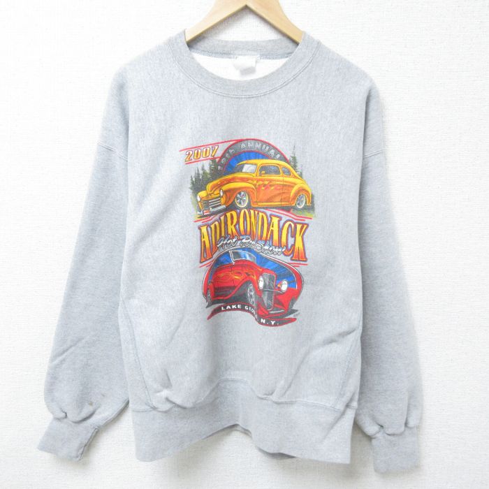 【50%OFF】XL★古着 長袖 スウェット メンズ 00年代 00s 車 大きいサイズ クルーネック グレー 霜降り 25apr07 中古 スエット トレーナー トップス