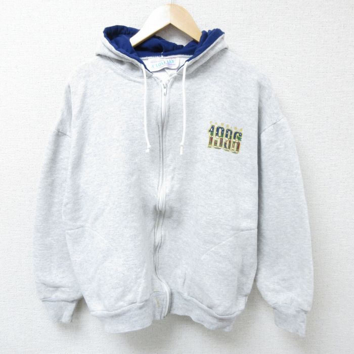 XL★古着 長袖 フルジップ スウェット パーカー メンズ 90年代 90s フロリダ 1996 大きいサイズ USA製 グレー 霜降り 25apr07 中古 スエット トレーナー トップス