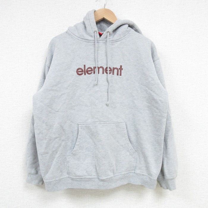 L★古着 エレメント ELEMENT 長袖 スウェット パーカー メンズ グレー 霜降り 25apr08 中古 スエット トレーナー トップス