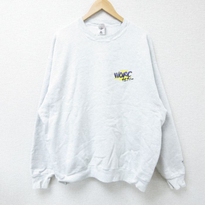 【50%OFF】XL★古着 フルーツオブザルーム 長袖 スウェット メンズ 00年代 00s WORC 大きいサイズ クルーネック 薄グレー 霜降り 25apr08 中古 スエット トレーナー トップス