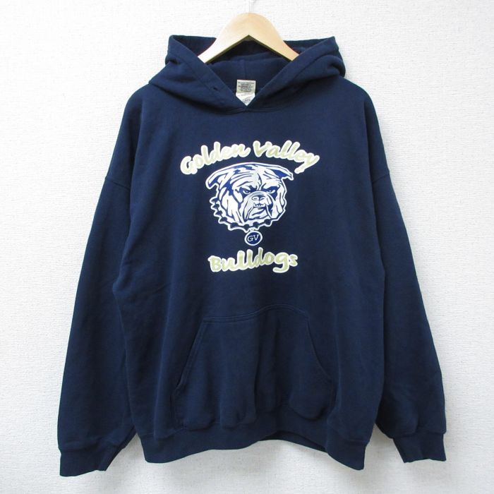 【50%OFF】XL★古着 長袖 スウェット パーカー メンズ 00年代 00s ブルドッグス 大きいサイズ 紺 ネイビー 25apr08 中古 スエット トレーナー トップス