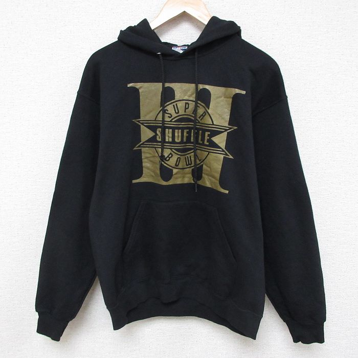 L★古着 ジャージーズ 長袖 スウェット パーカー メンズ 00年代 00s スーパーボウル 黒 ブラック 25apr08 中古 スエット トレーナー トップス