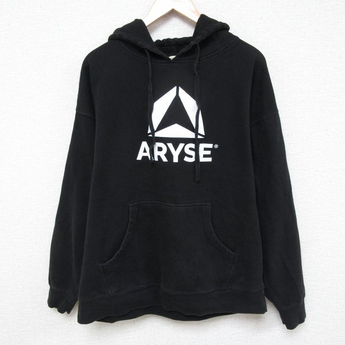 XL★古着 長袖 スウェット パーカー メンズ ARYSE 大きいサイズ 黒 ブラック 25apr08 中古 スエット トレーナー トップス
