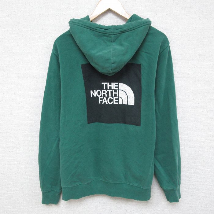 【20%OFF】XL★古着 ノースフェイス THE NORTH FACE 長袖 スウェット パーカー メンズ ビッグロゴ 緑 グリーン 25apr08 中古 スエット トレーナー トップス
