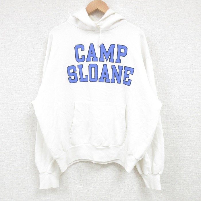 XL★古着 チャンピオン Champion 長袖 スウェット パーカー メンズ 80年代 80s CAMP SLOANE 大きいサイズ USA製 白 ホワイト 25apr09 中古 スエット トレーナー トップス