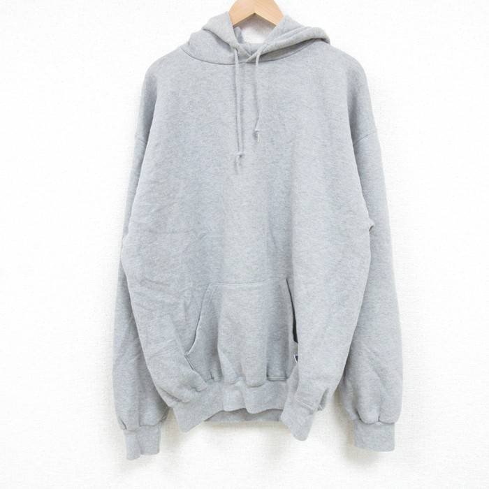 XL★古着 ラッセル 長袖 スウェット パーカー メンズ 00年代 00s 無地 グレー 霜降り 25apr09 中古 スエット トレーナー トップス